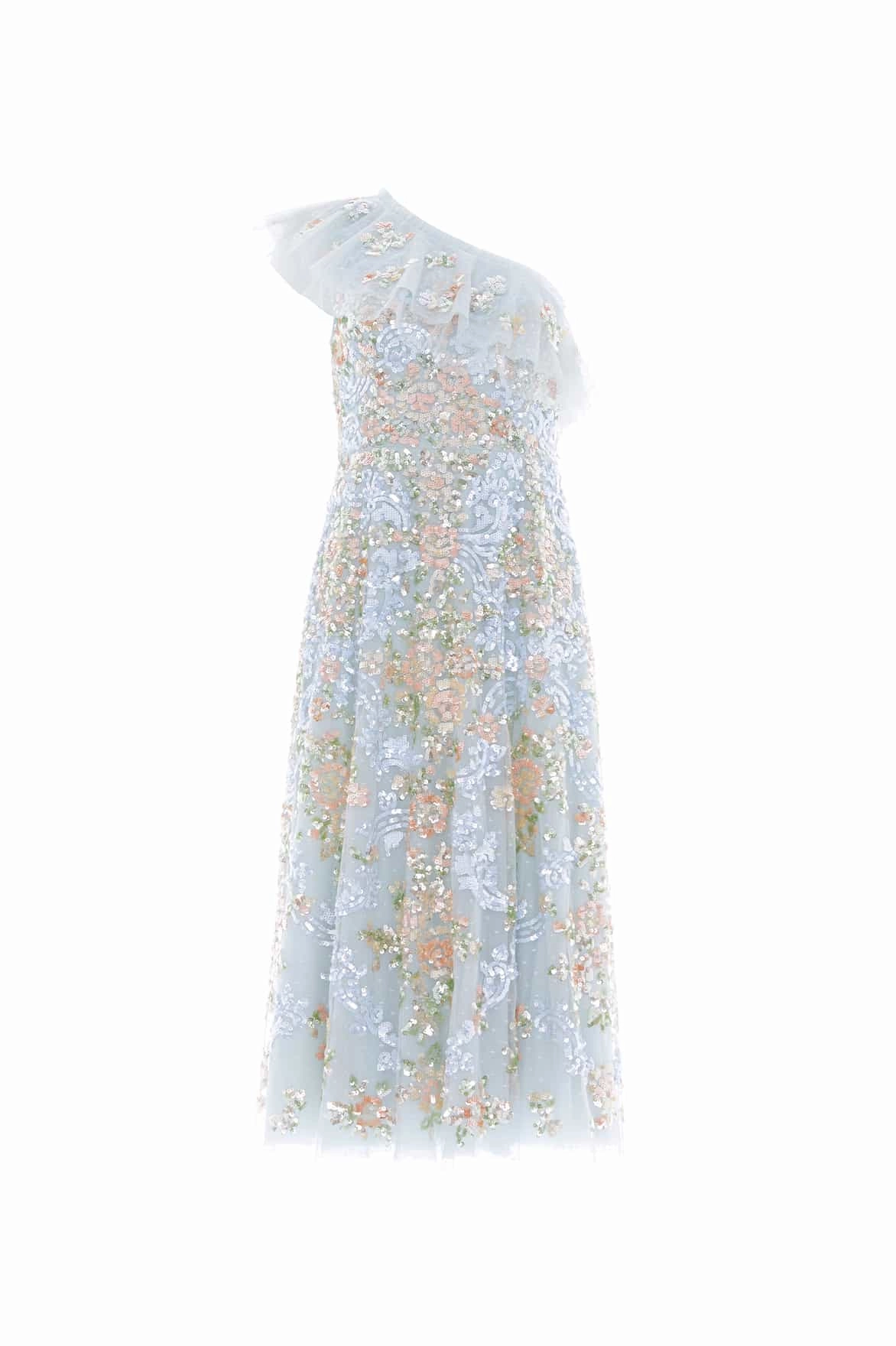 Baroque Floral One-Shoulder Midaxi Dress Elegant Simplicity