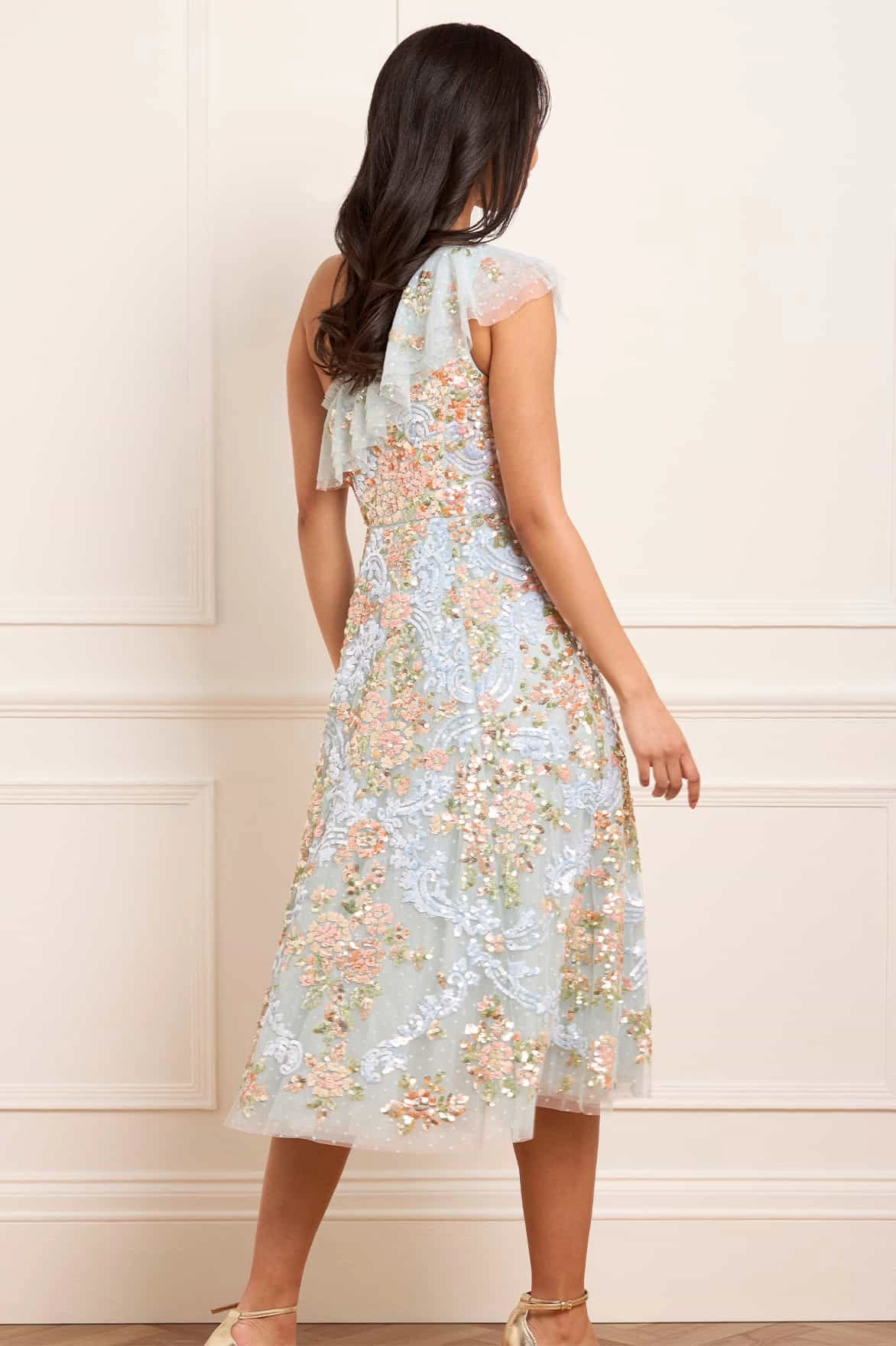 Baroque Floral One-Shoulder Midaxi Dress Tall Girl