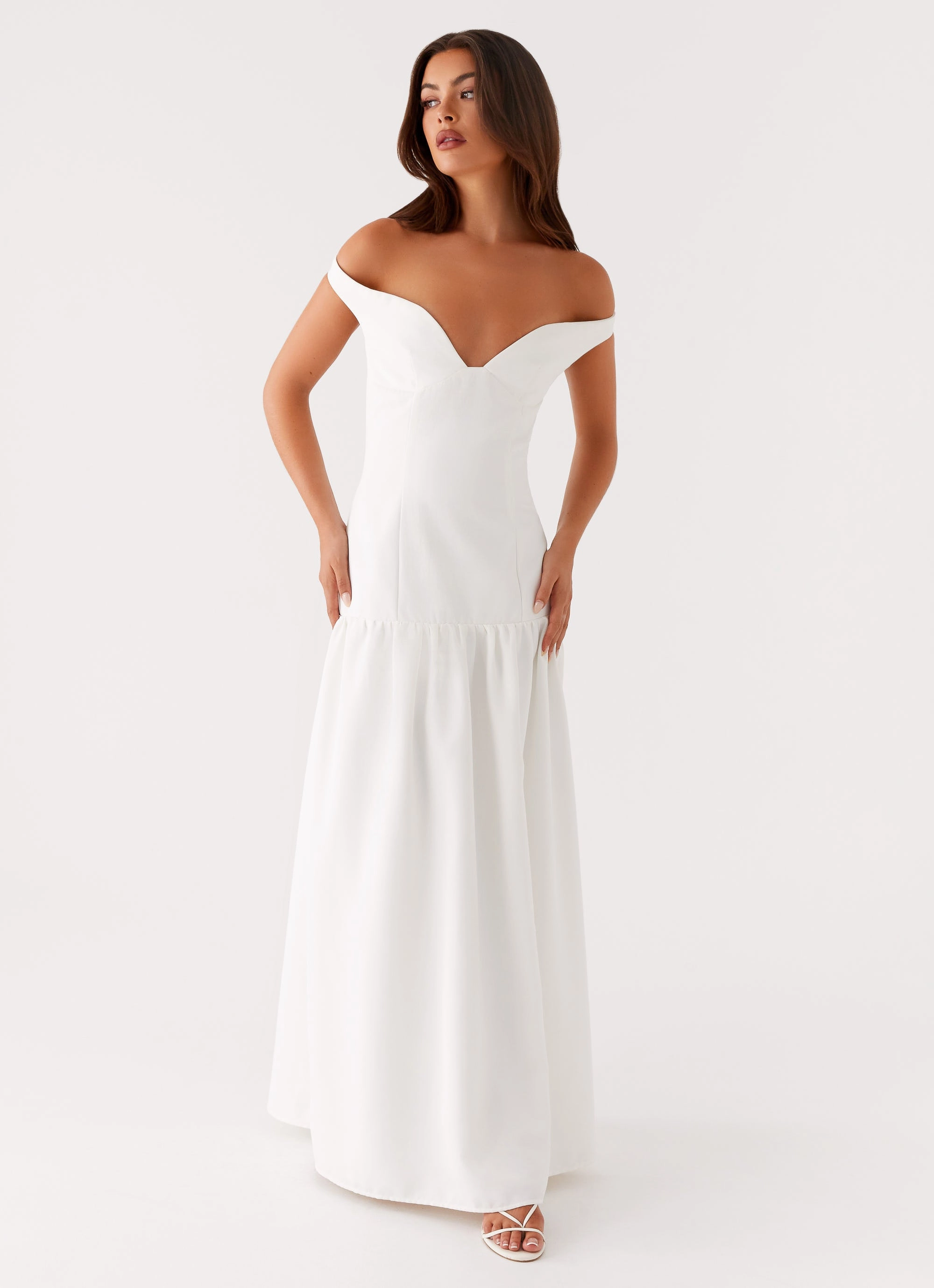 Silky Finish Basel Maxi Dress - White