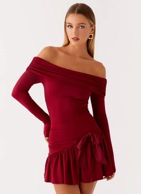 Grazia Mini Dress - Red Feminine Energy Cap-Sleeve