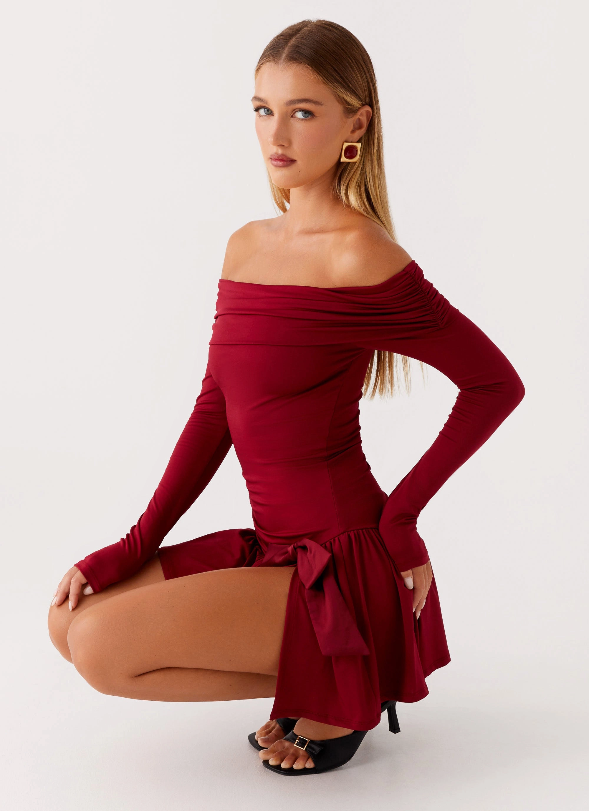 Grazia Mini Dress - Red Elegant Waistband Fit
