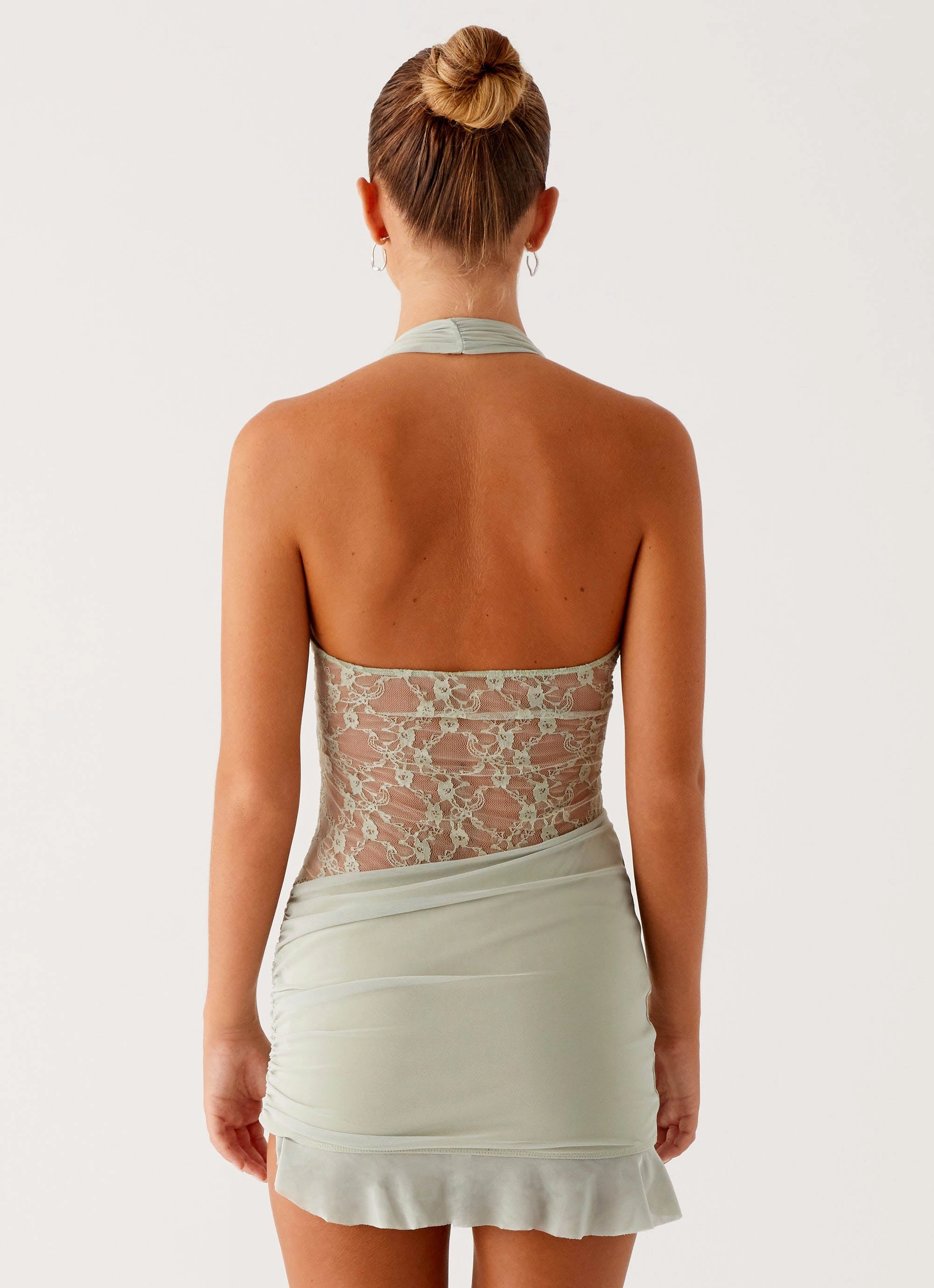 Tate Mesh Mini Dress - Sage Polished Layer Rooftop-Event