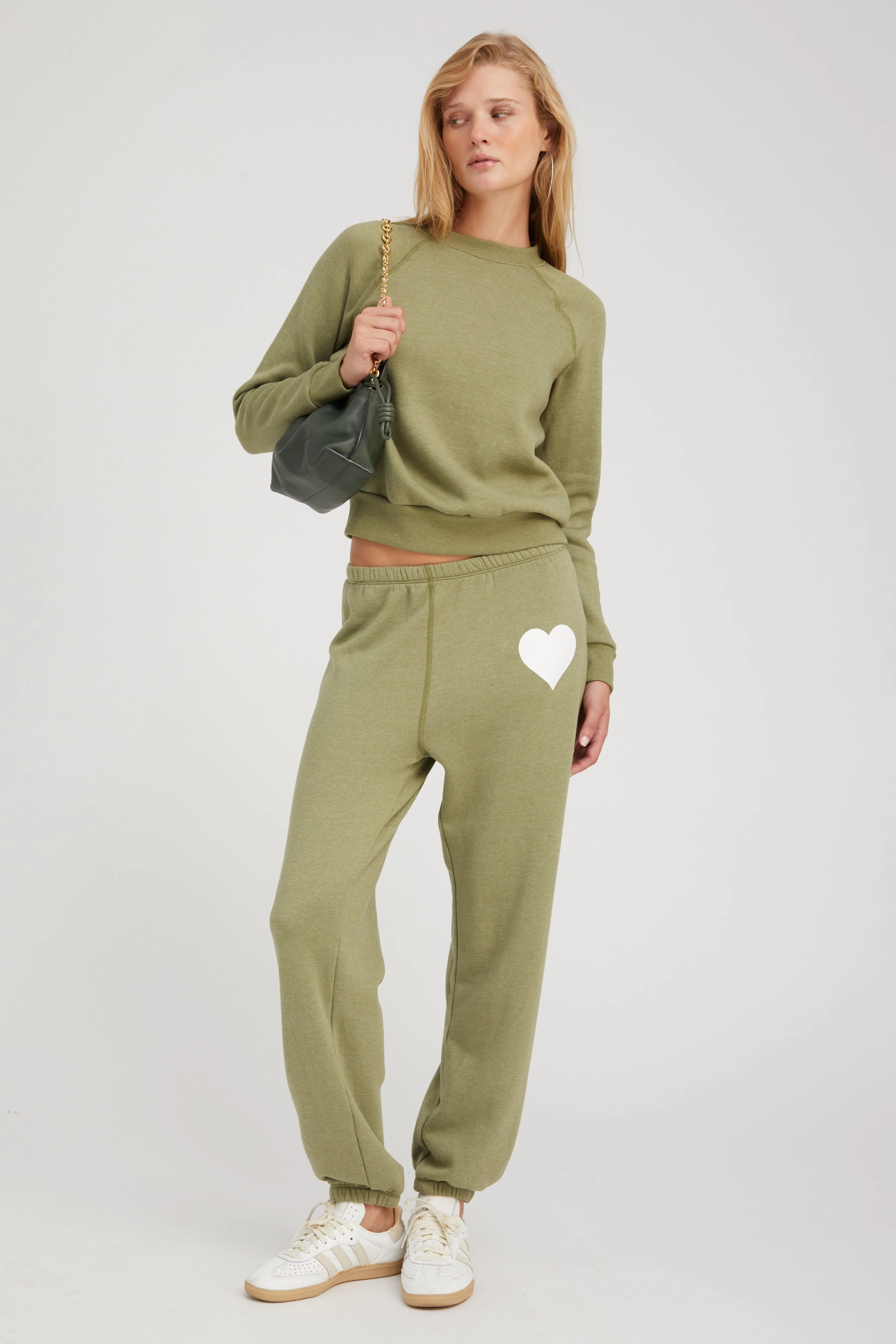 Basil Heart Sweatpants HighElasticity Thread