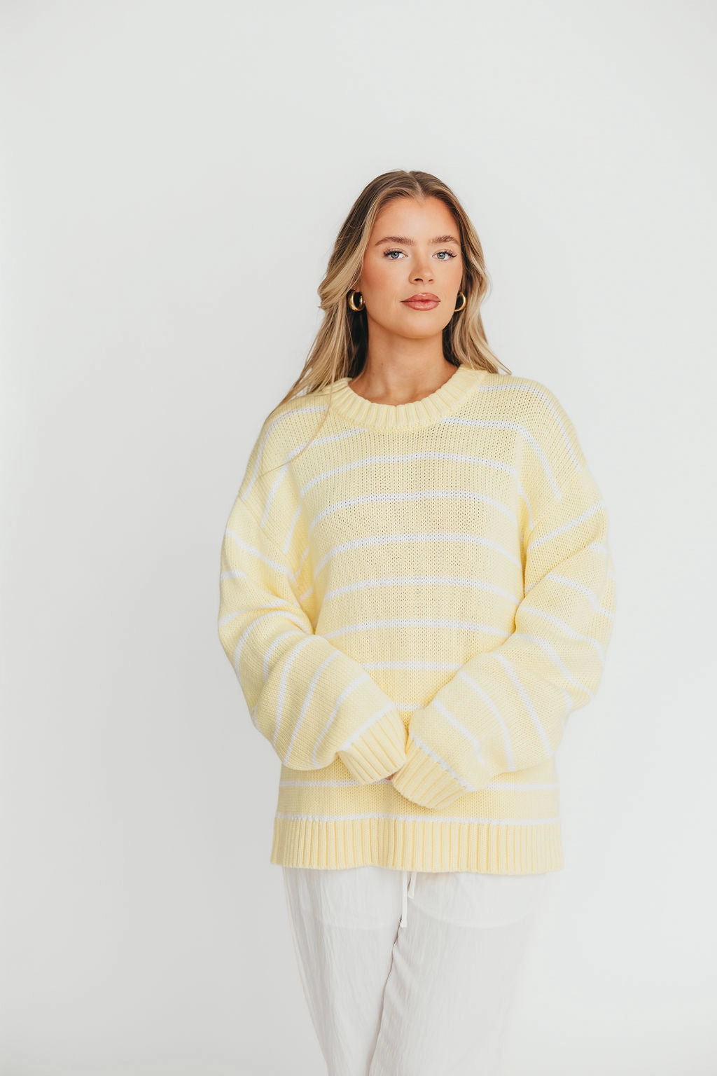 Bayside Sweater in Banana Stripe Durable Overlock Stitch