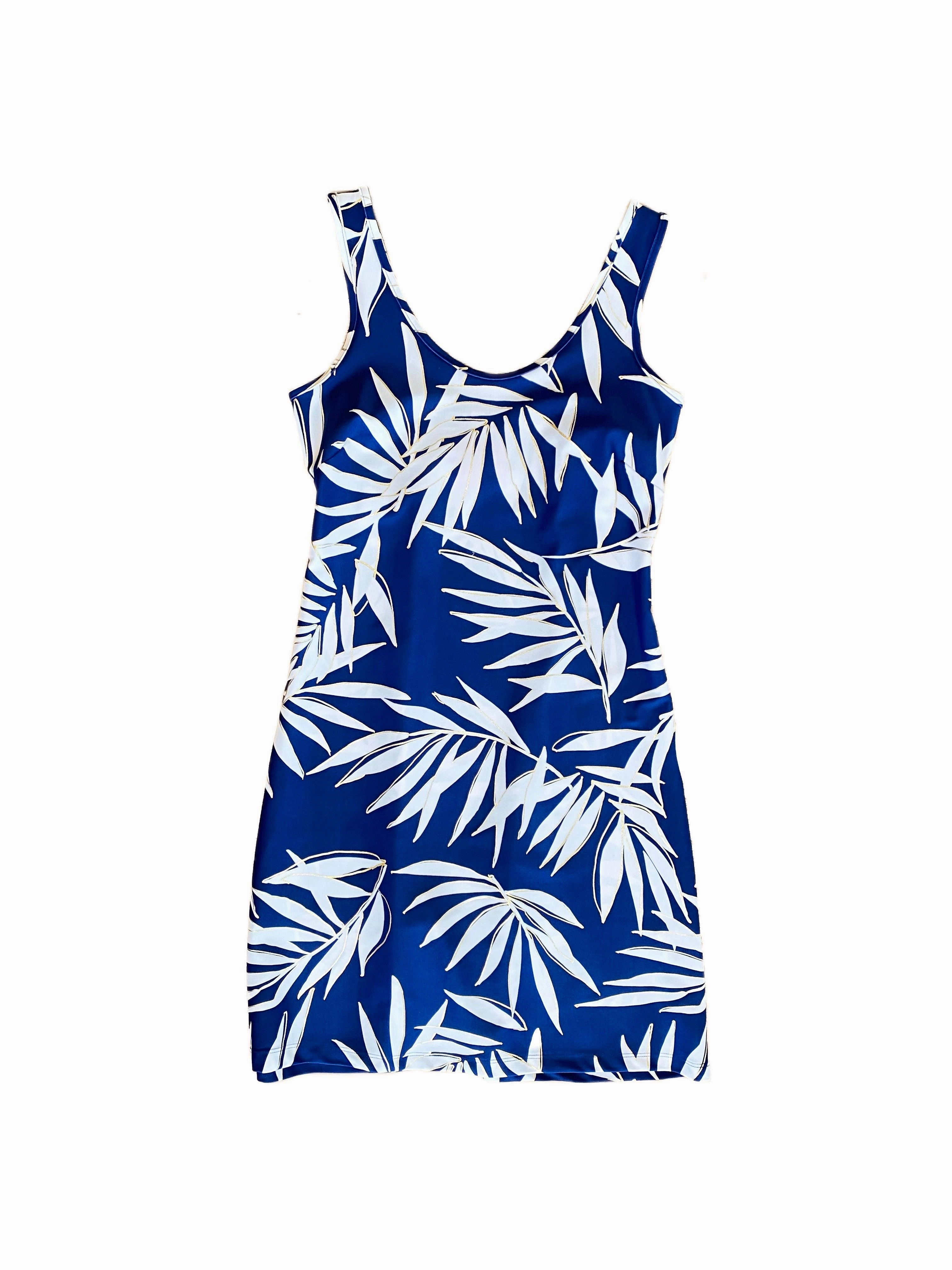 Subtle Flex Bali Tank Dress Navy Palm Leaf