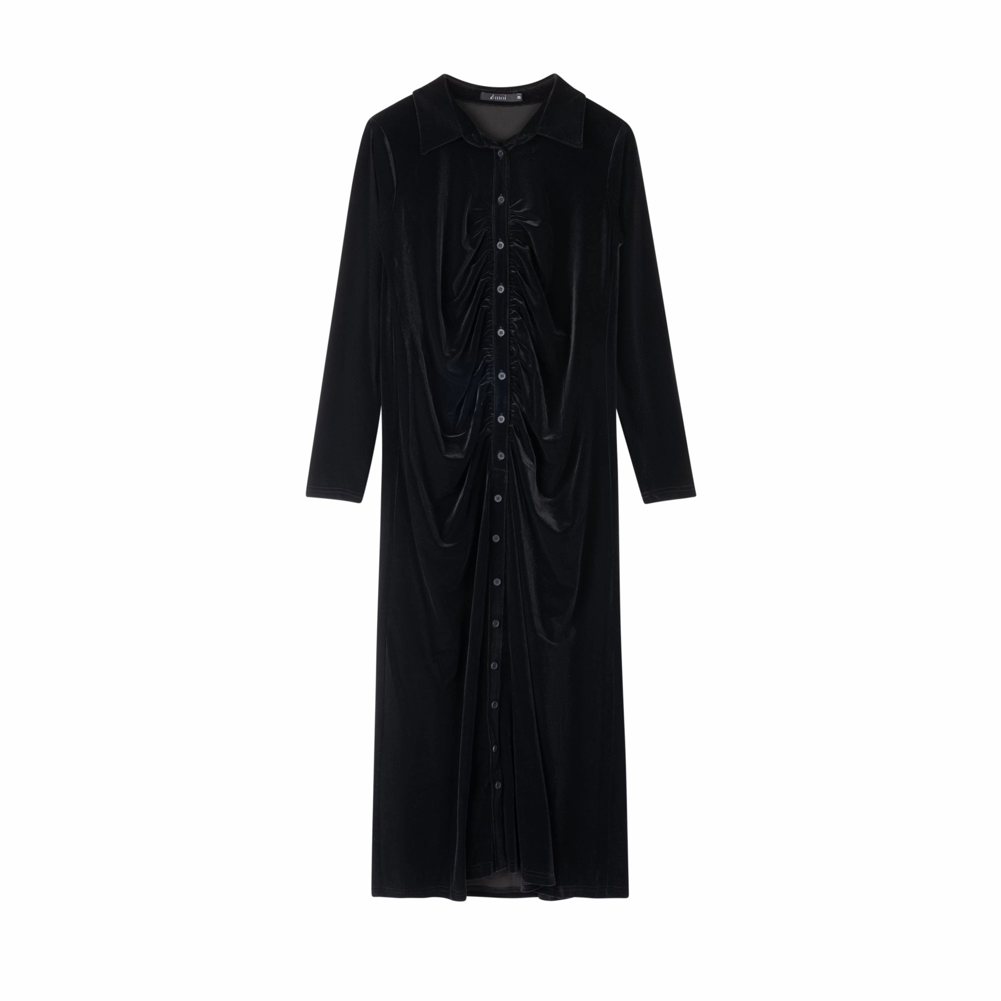 Garden Fresh Velour Ruched Dress | Black [Final Sale]
