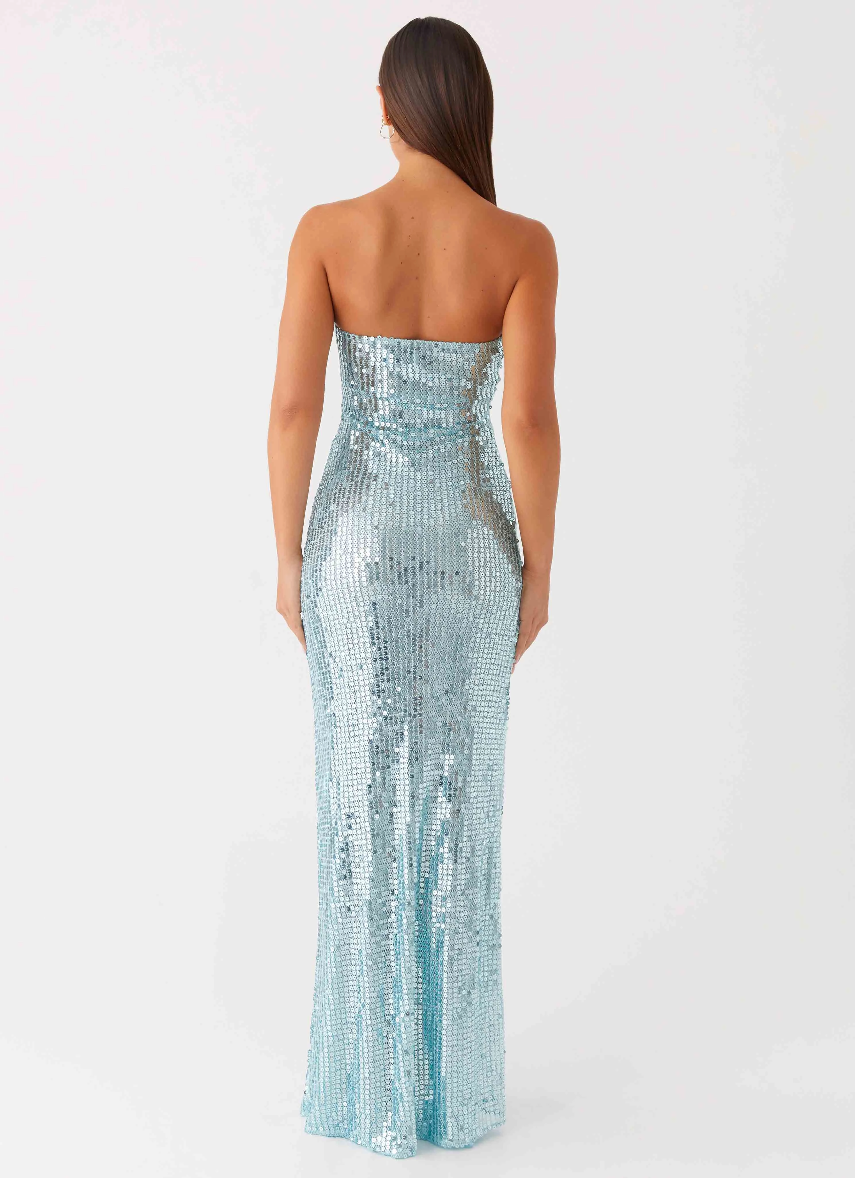 Lyric Sequin Maxi Dress - Turquoise Quilted-Lining Clean Flow