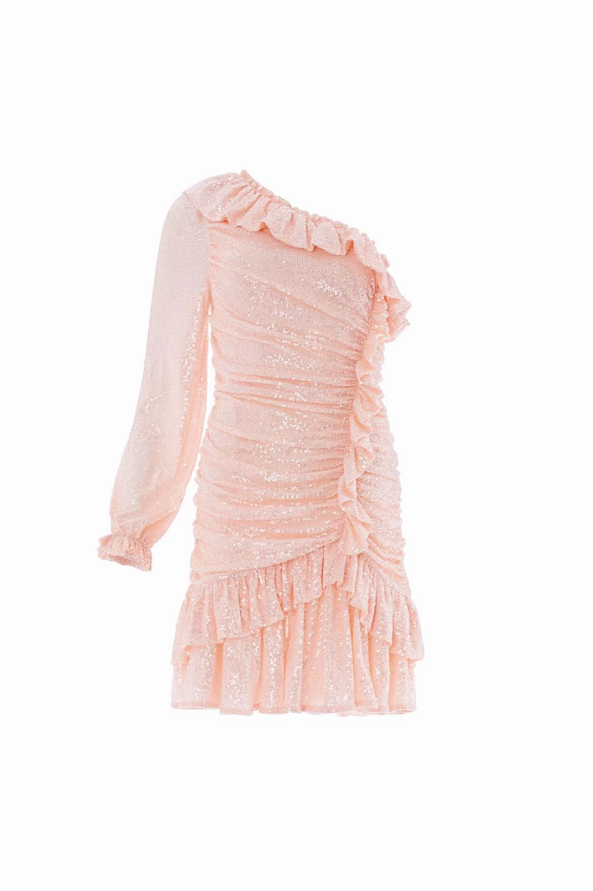 Relaxed Waist AdjustableStraps Alessia One-Shoulder Micro Mini Dress