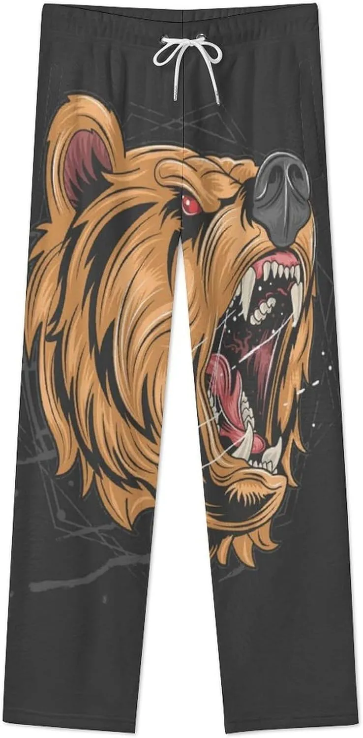 Bear Grizzly Women's Flannel Pajama Pants Fleece Lounge Sleep Bottoms PJ