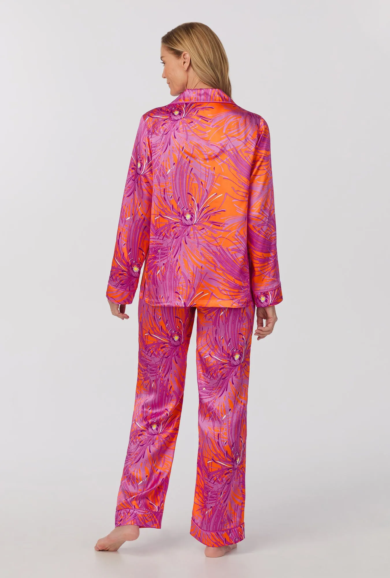 Bedhead x Trina Turk Fuji Mums Long Sleeve Classic Washable Silk PJ Set