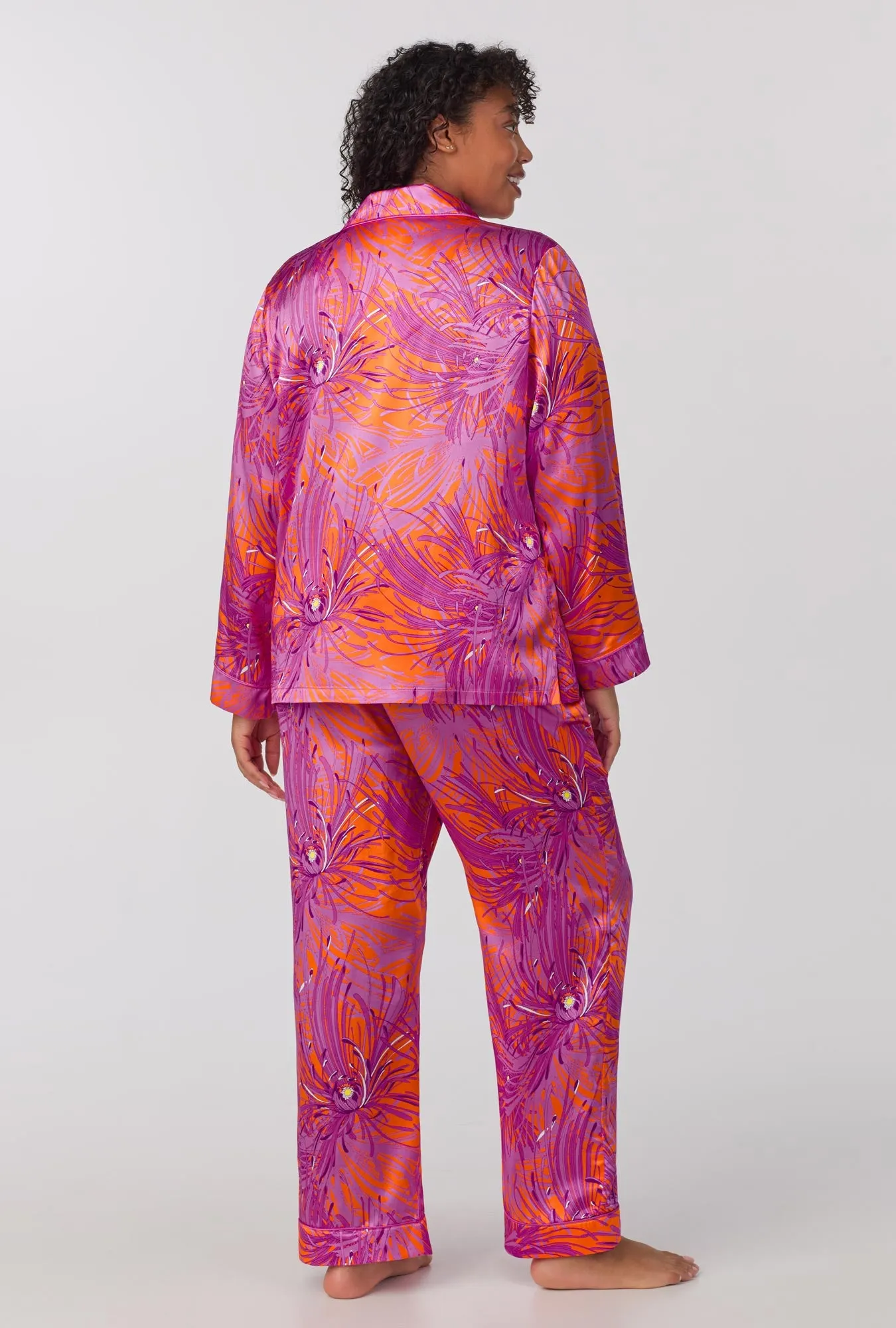 Bedhead x Trina Turk Fuji Mums Long Sleeve Classic Washable Silk PJ Set