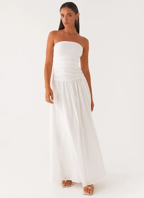 Smart Fashion Lace Soft Carmel Maxi Dress - White