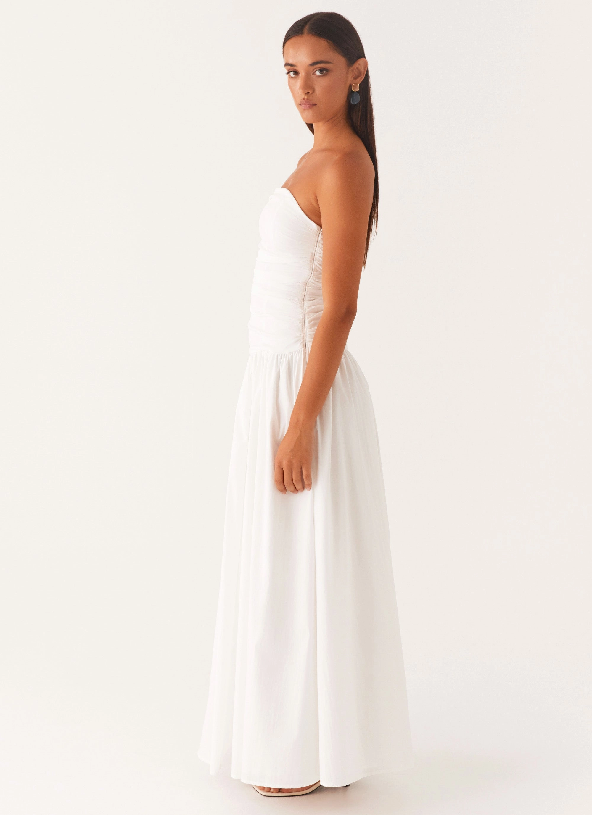 Carmel Maxi Dress - White Quiet Glow Ribbed-Texture