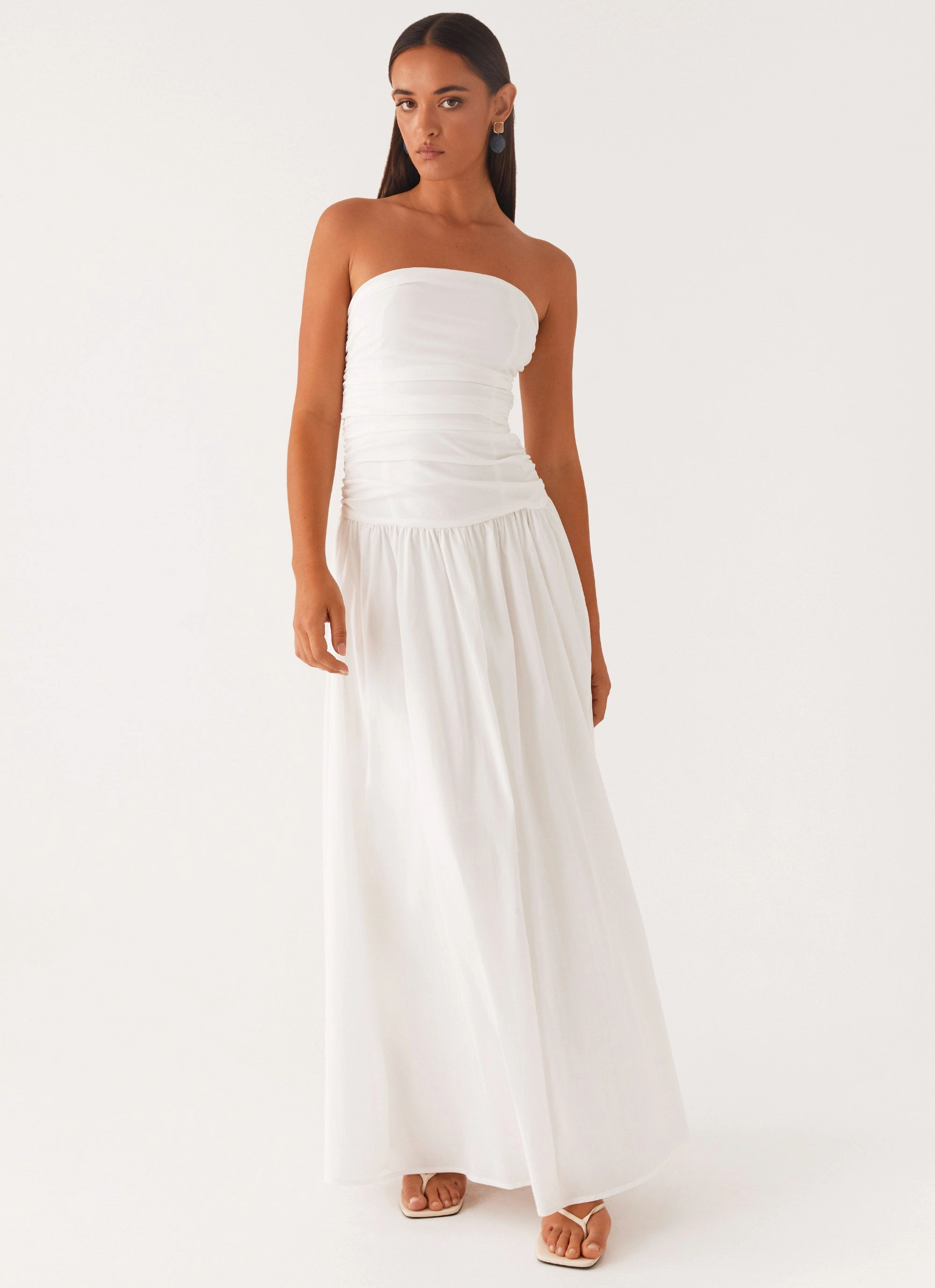 Smart Fashion Lace Soft Carmel Maxi Dress - White