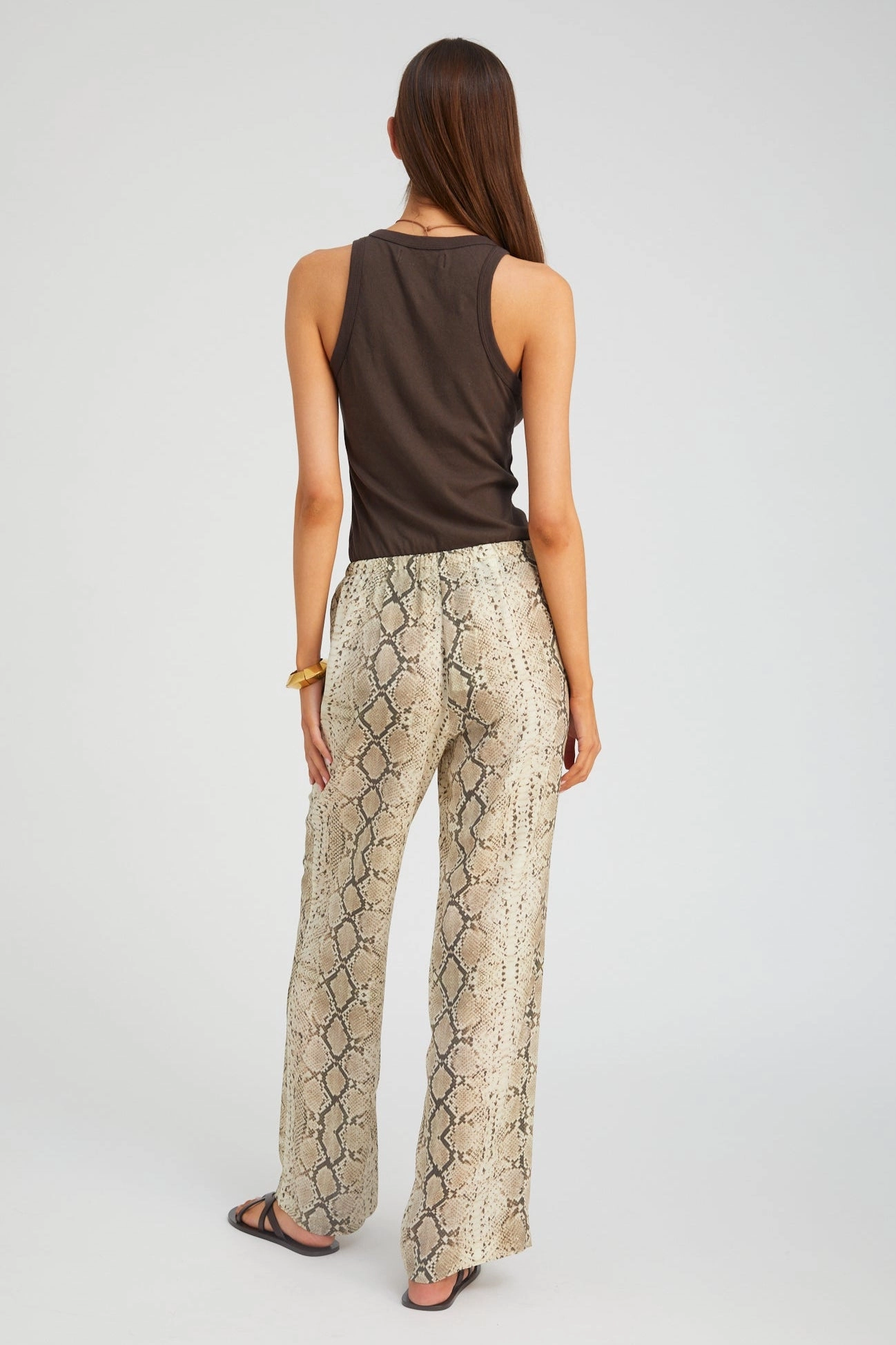 Functional Design Beige Snakeskin Silk Kauai Pants