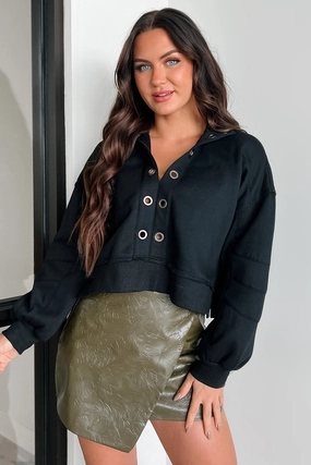Being Productive Grommet Detail Pullover (Black) Breathable Design Minimalist Styling