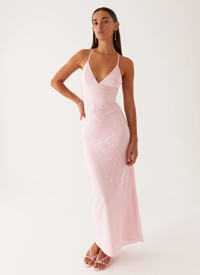 Beki Beaded Mesh Maxi Dress - Pink Figure-Skimming Effortless Touch