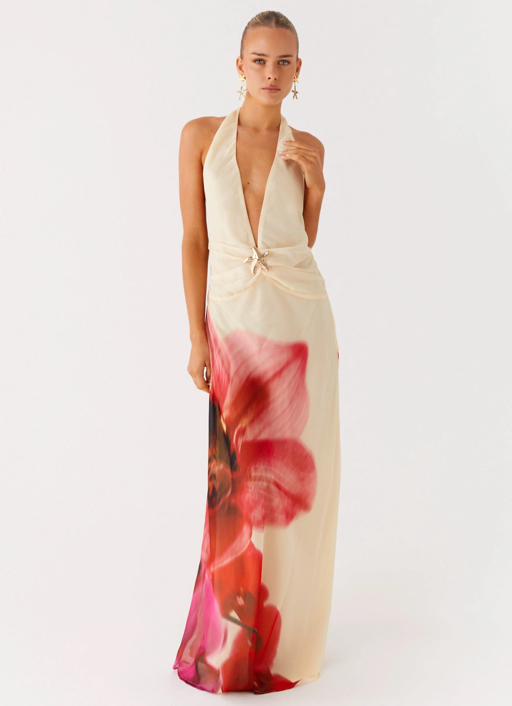Holiday-Party Belivia Maxi Dress - Yellow Bloom
