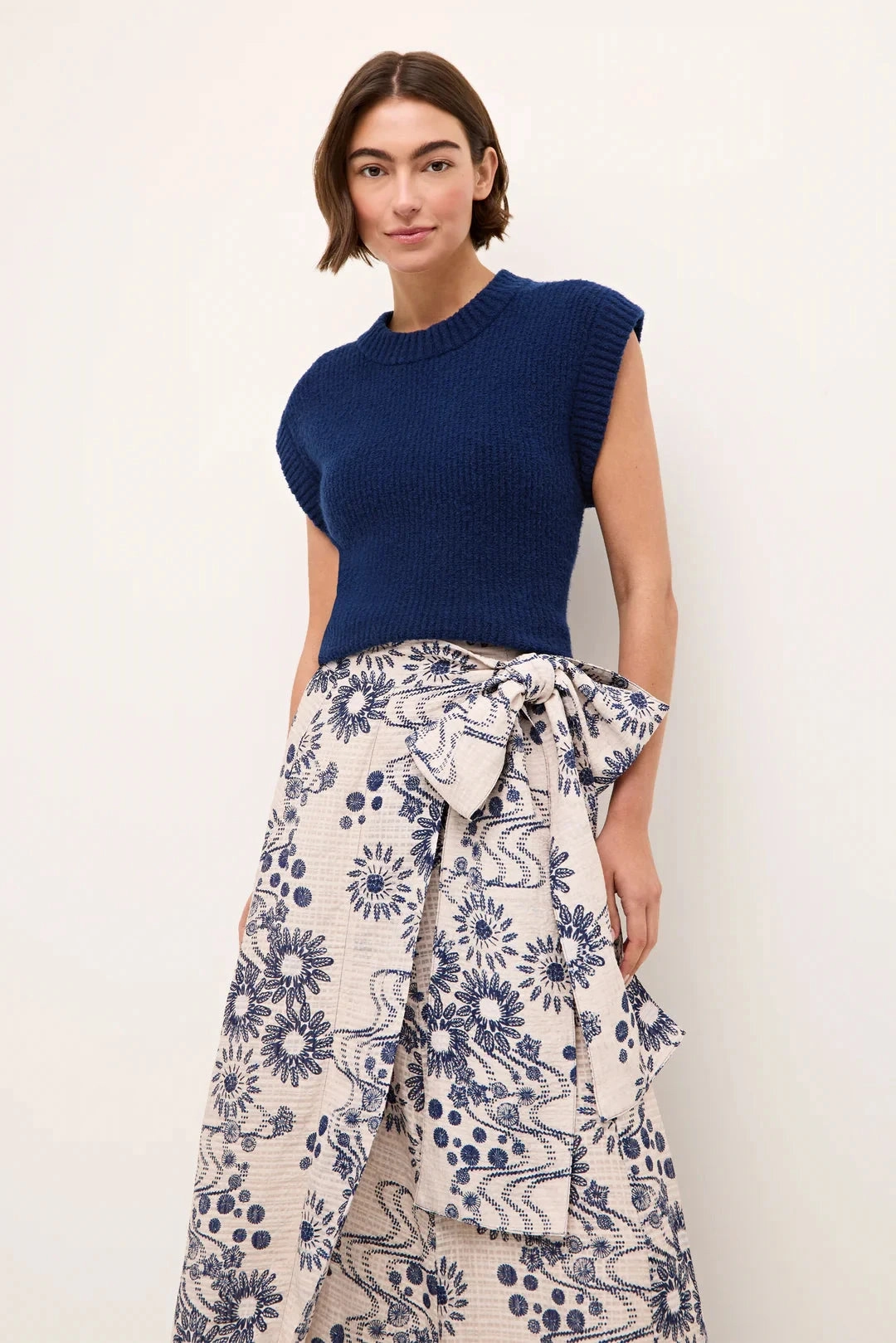 Non Chafe Armholes Garment Washed Finish Belle Shell Navy
