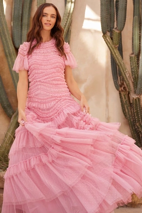 Form Fit Dew Glow Wild Rose Short Sleeve Gown