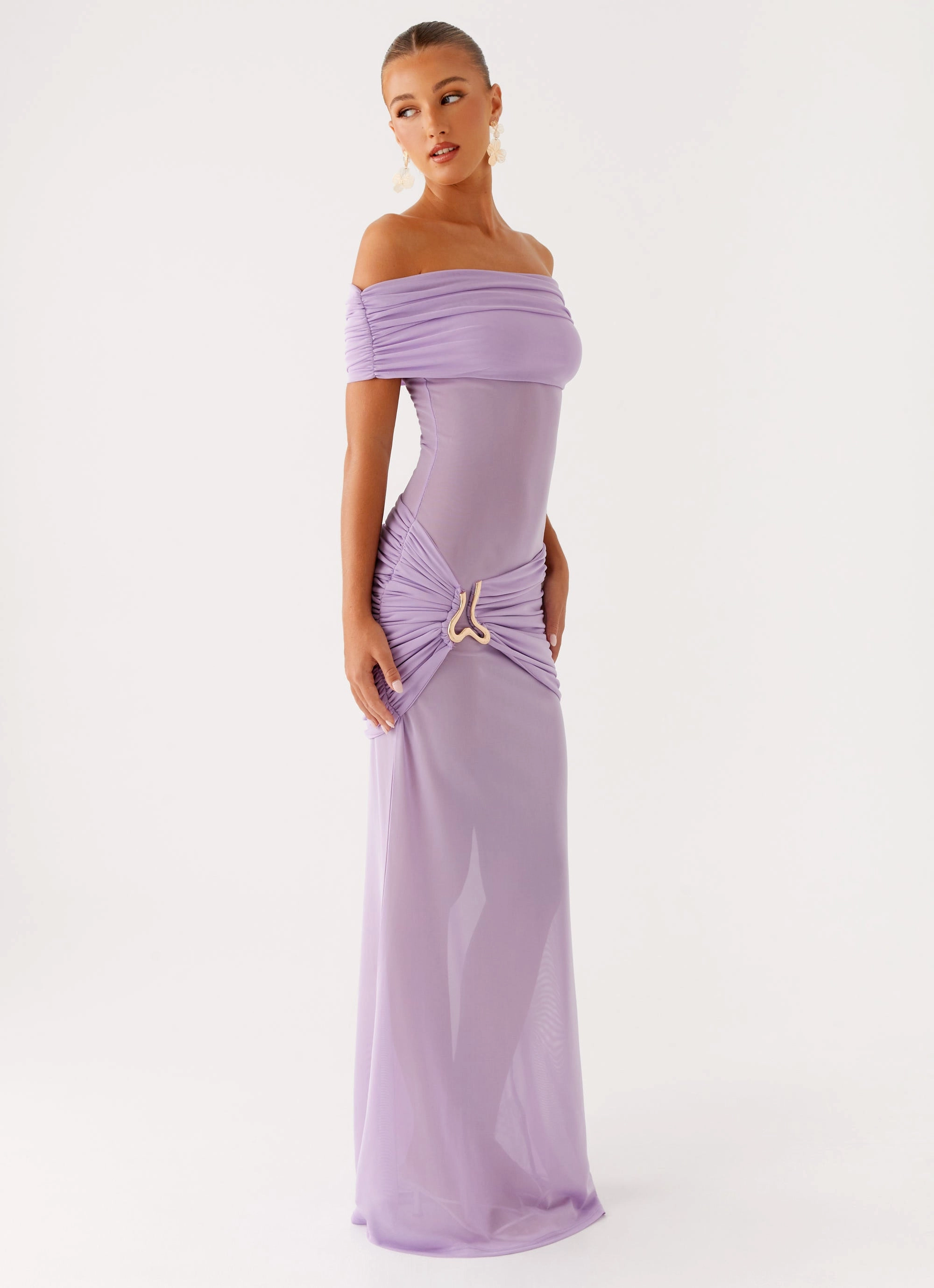 Benji Maxi Dress - Lilac Subtle pattern Fit Vibe