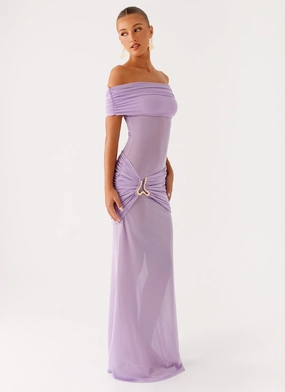 Benji Maxi Dress - Lilac Subtle pattern Fit Vibe