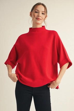 LongSleeve Better Than Basic Sweater in Red