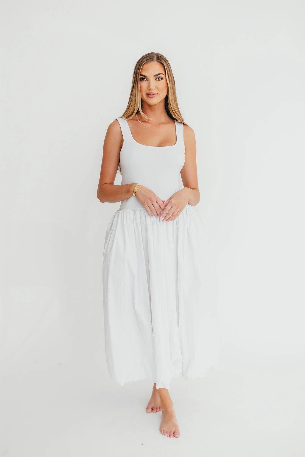 LayeredHemline Betty Dress in White