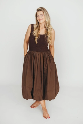 Perfectly Tailored Betty Midi Dress in Brown *Final-Sale*