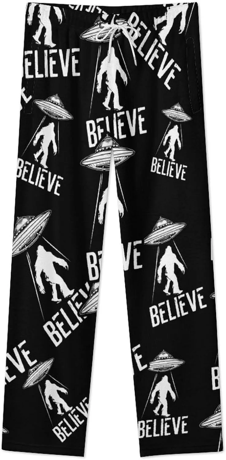 Bigfoot Ufo Women's Flannel Pajama Pants Fleece Lounge Sleep Bottoms PJ