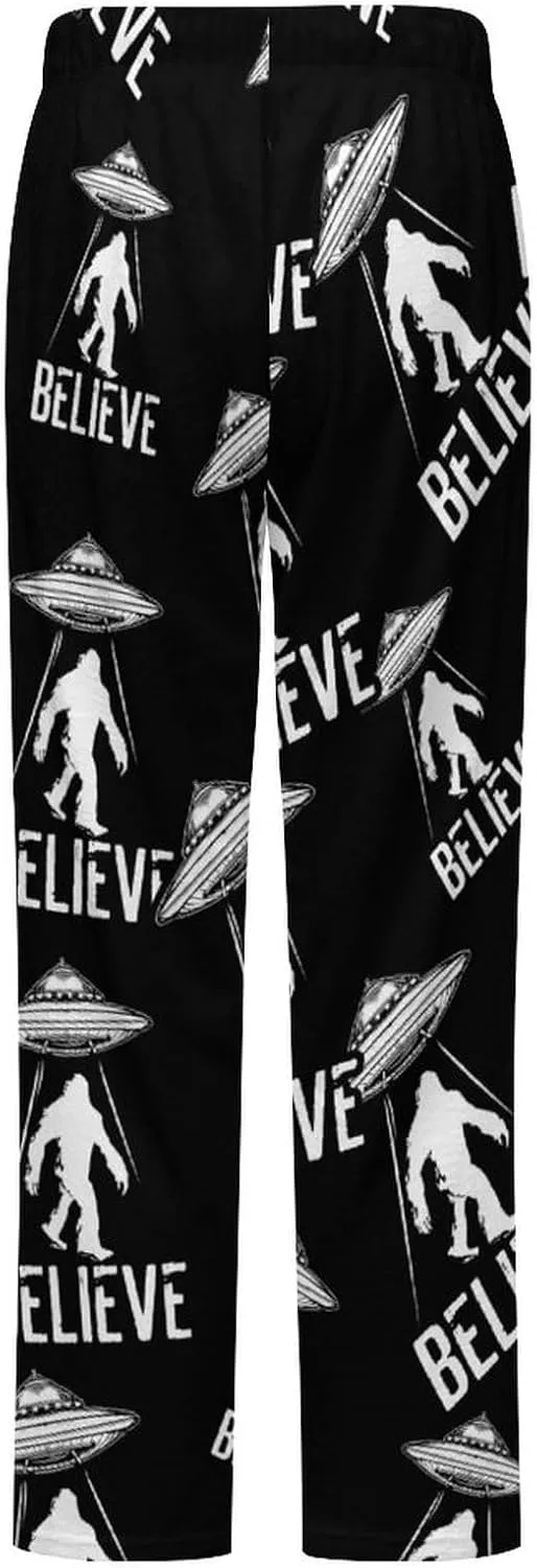 Bigfoot Ufo Women's Flannel Pajama Pants Fleece Lounge Sleep Bottoms PJ