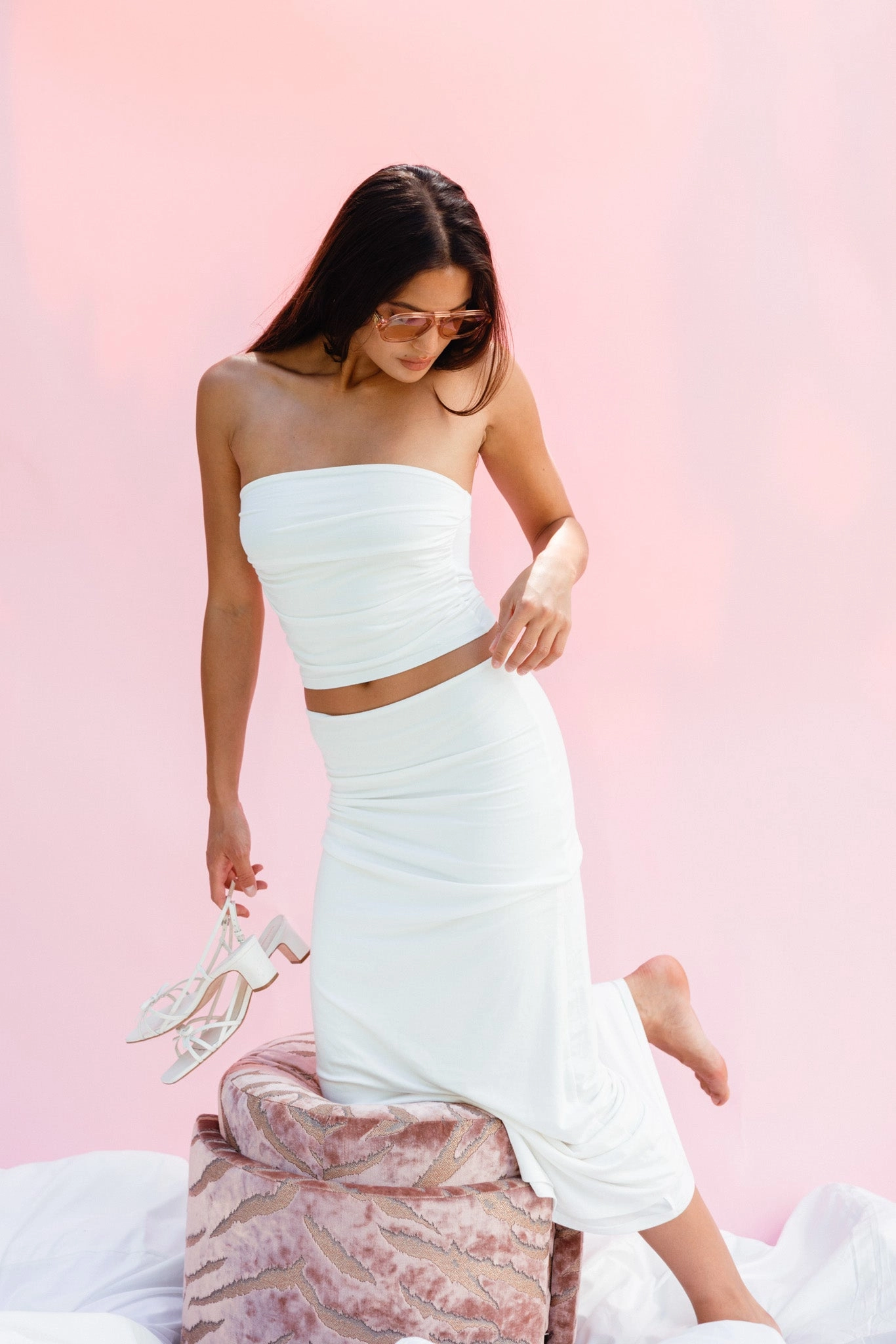 Breezy Mood Billie Maxi Skirt Jersey - White