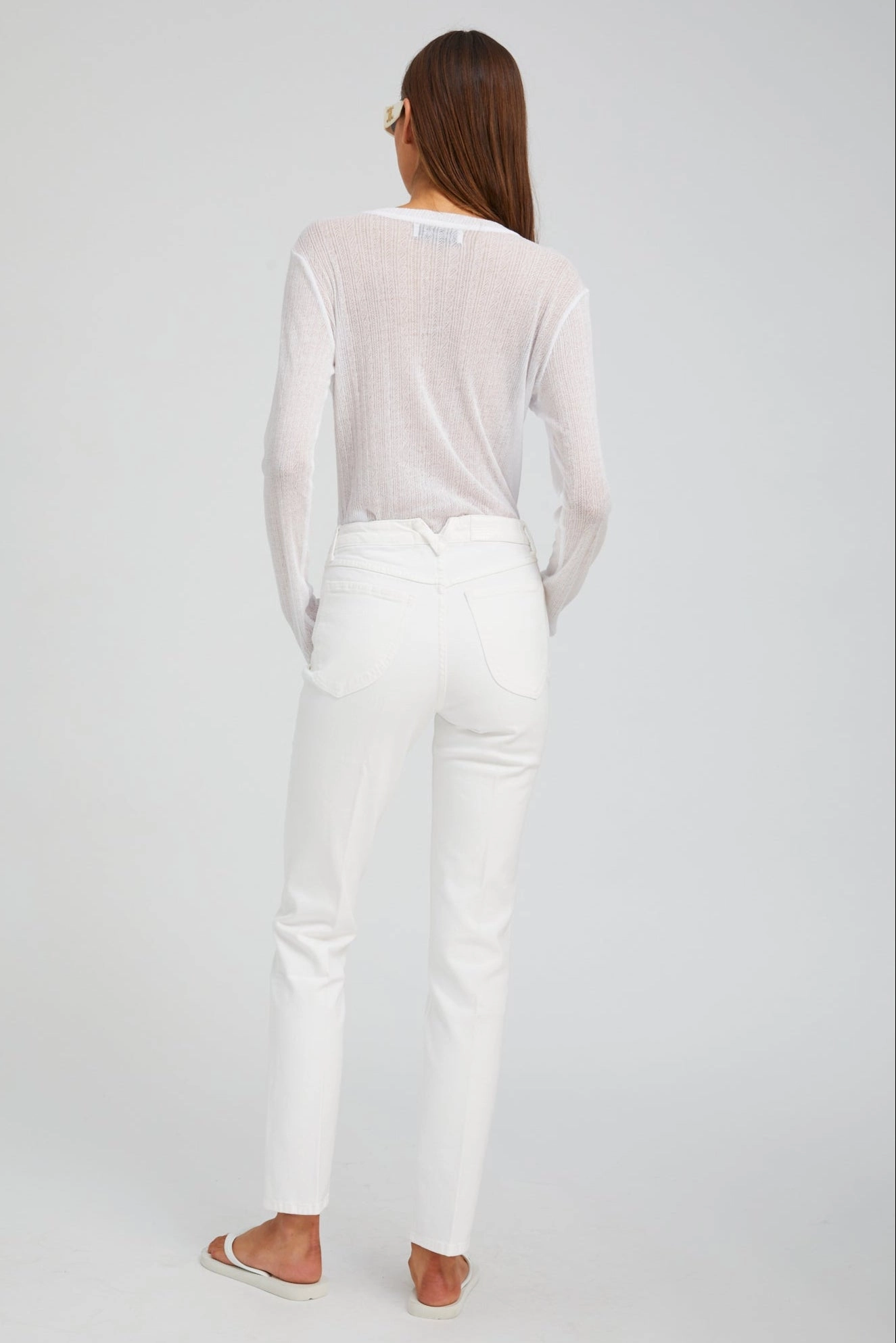 Laser Cut Perforations Noise Reduciting Fabric Billie Slim Straight Denim