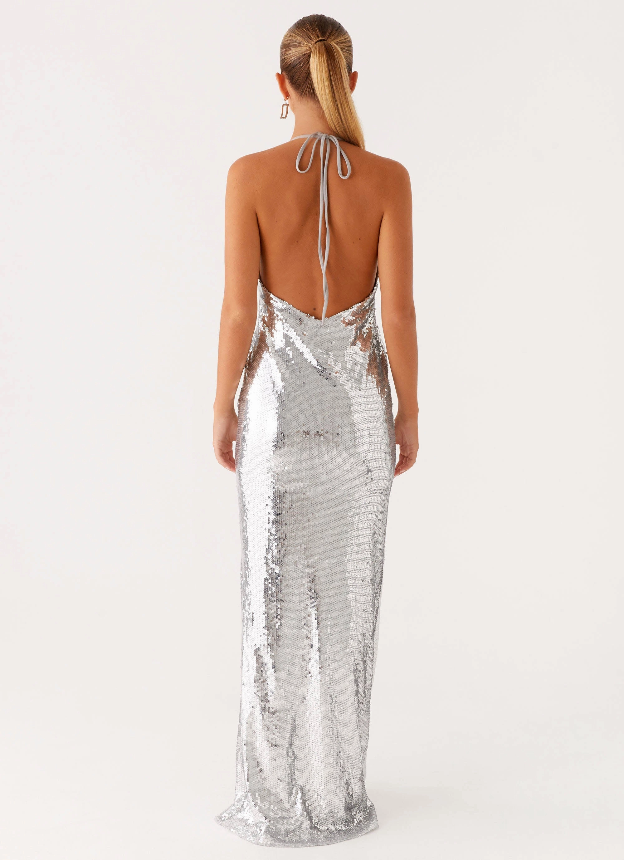 Day Fit Elegant Simplicity Billions Sequin Maxi Dress - Mirror Silver