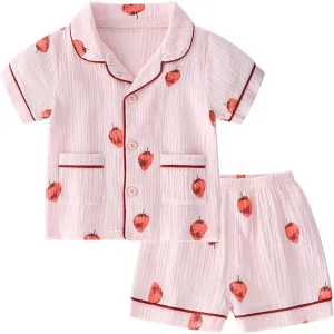 BINIDUCKLING Toddler Button Up Pajamas Summer Pjs for Girls Boys 18 Months - 12 Years