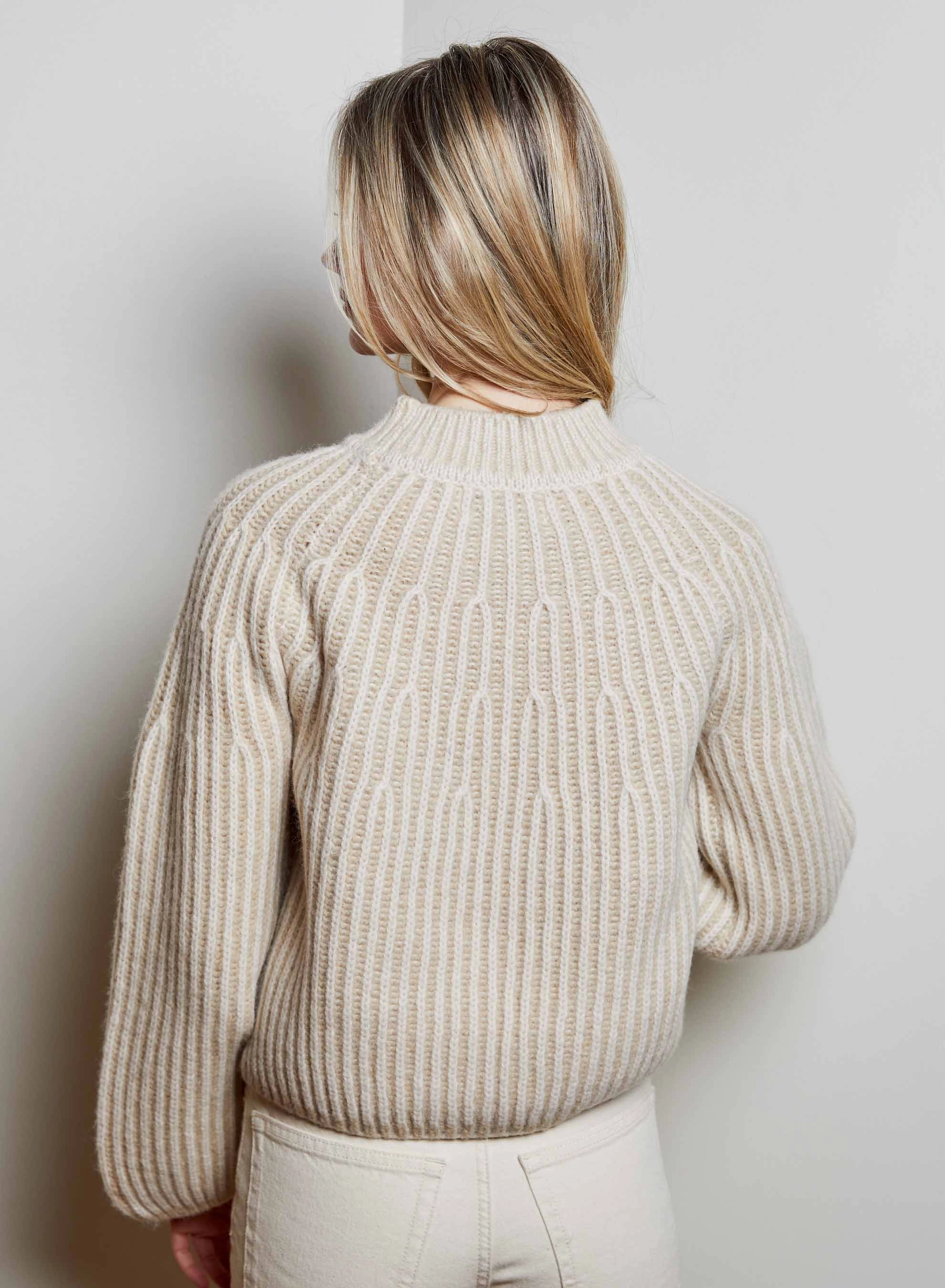 High Neckline Structure Sasha Sweater Ivory Combo