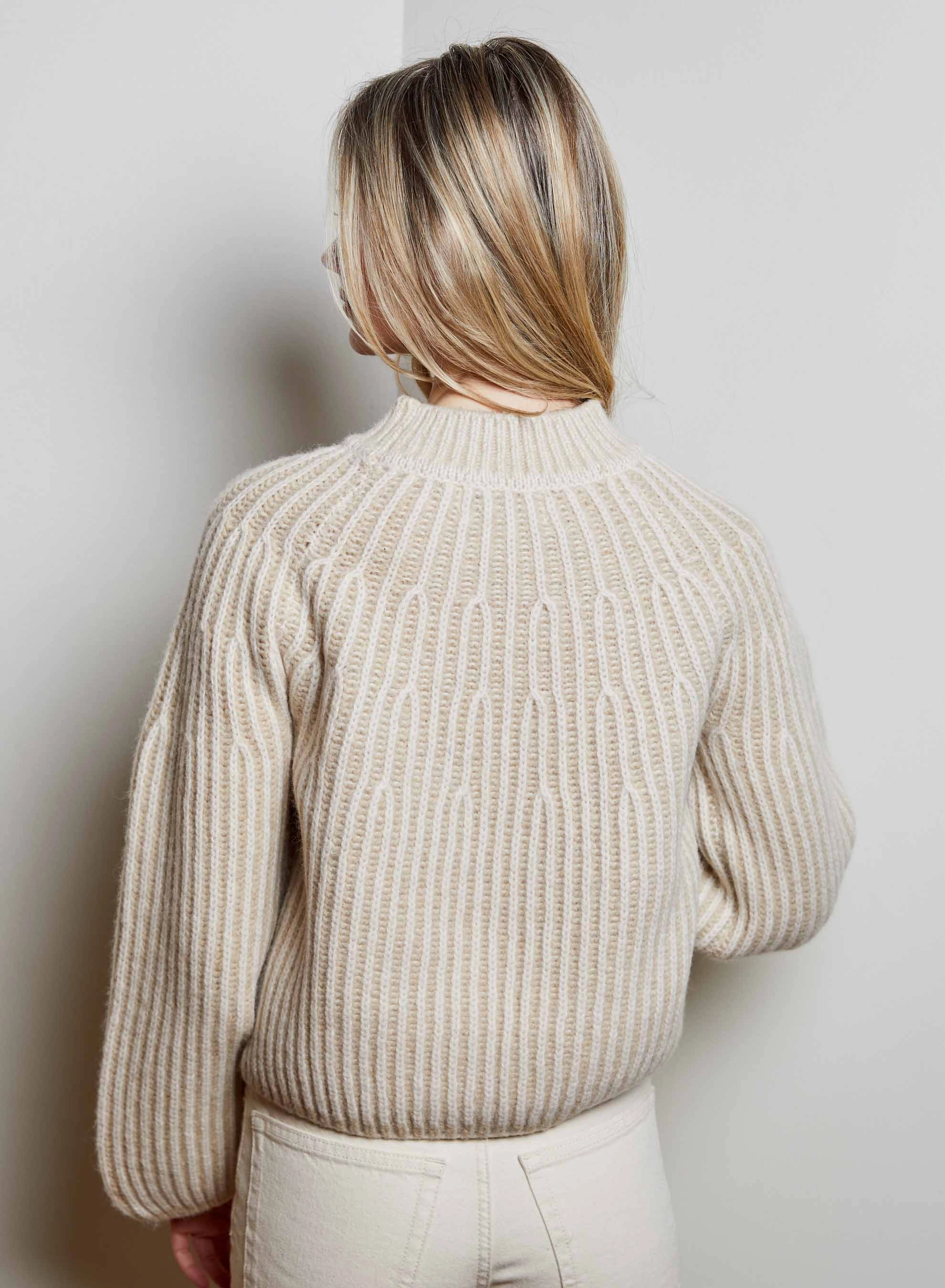 Hidden Zipper Water resistant coating Sasha Sweater Ivory Combo