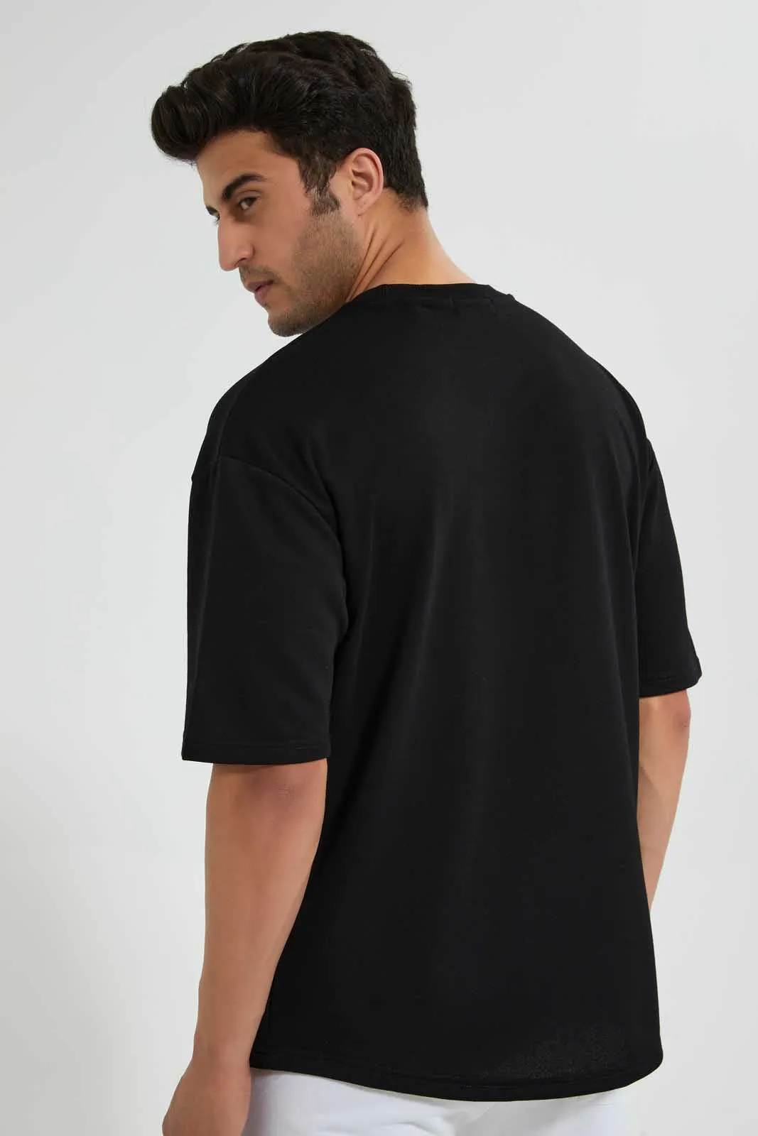 Black Embossed Loungewear T-Shirt