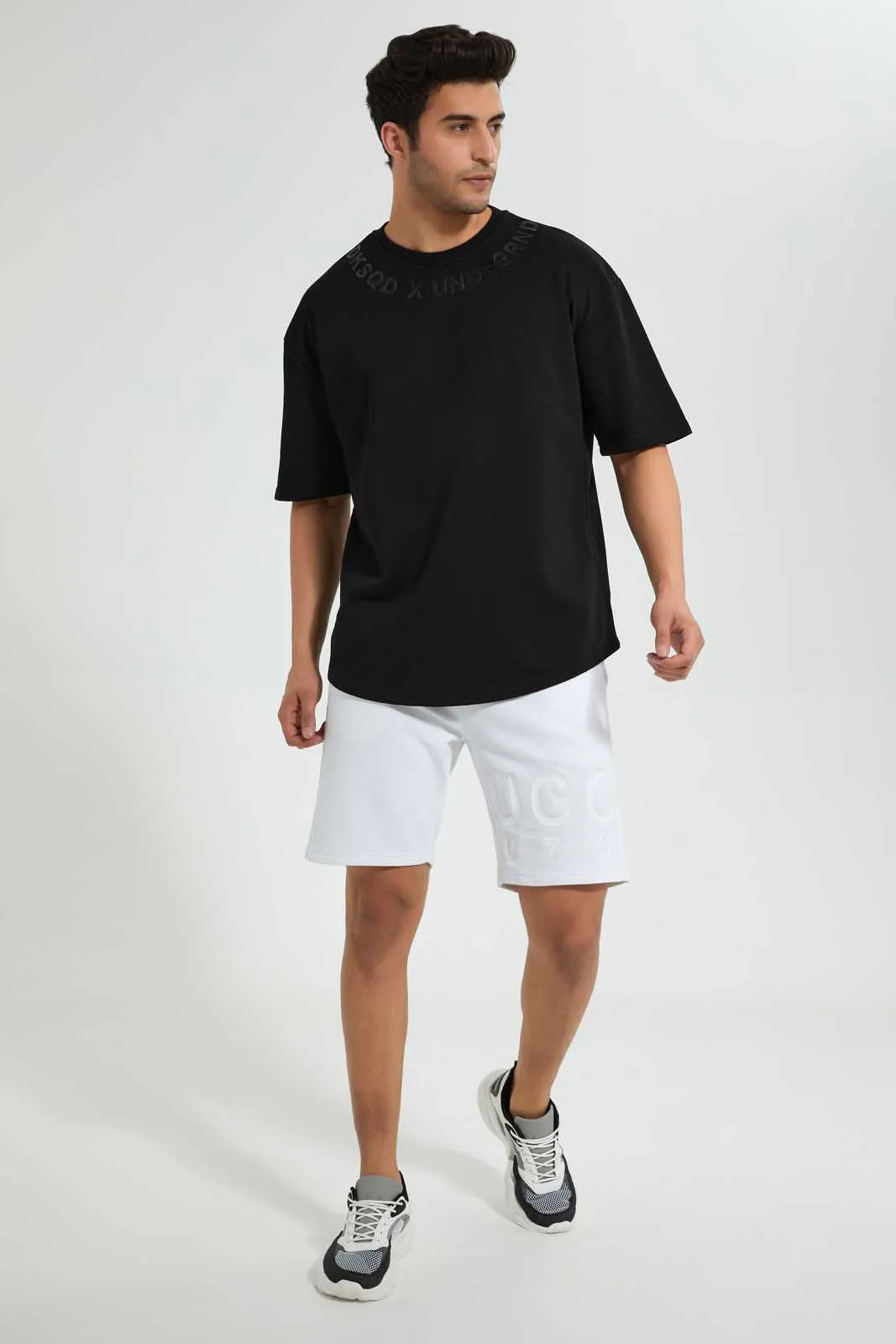 Black Embossed Loungewear T-Shirt