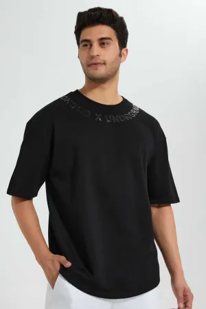 Black Embossed Loungewear T-Shirt
