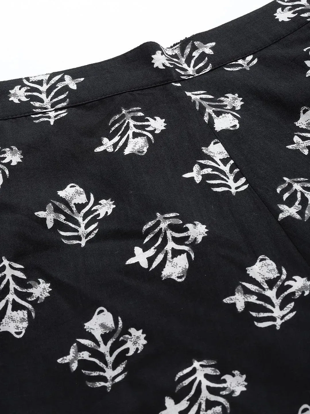Black Printed Cotton Night Suit
