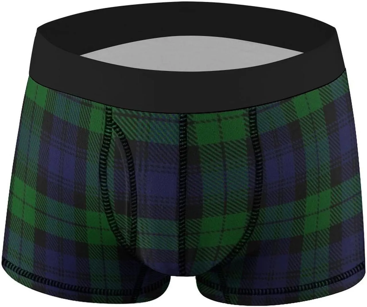 Black Watch Plaid Men's Boxer Briefs Soft Underwear Breathable Trunks with Funny Print