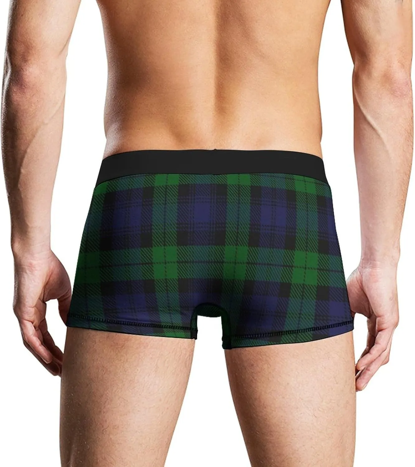 Black Watch Plaid Men's Boxer Briefs Soft Underwear Breathable Trunks with Funny Print