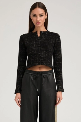 Black & Gold Cashmere Shrunken Cardigan Bohemian style