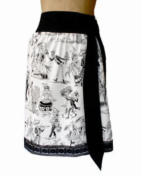 Breezy Look Modern Outfit Black and White Day Of The Dead Inspired Skirt #S-TH720