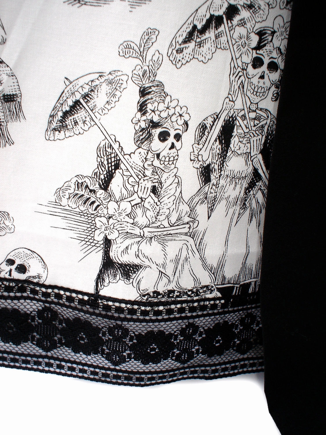 Black and White Day Of The Dead Inspired Skirt #S-TH720 Simple Layer