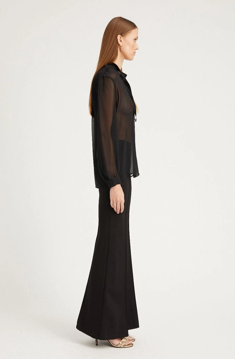 Black Casanova Ultra Flare Pintuck Pants Sporty Vibe