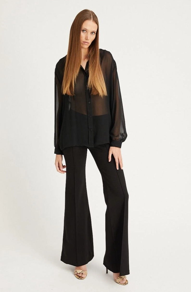 Black Casanova Ultra Flare Pintuck Pants Body Friendly