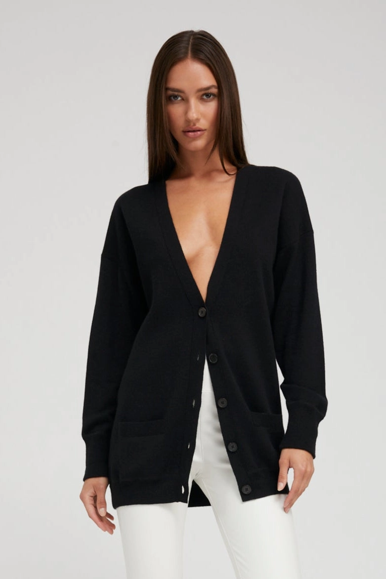 Outdoor Apparel Black Cashmere Boyfriend Cardigan
