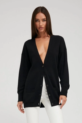 Outdoor Apparel Black Cashmere Boyfriend Cardigan